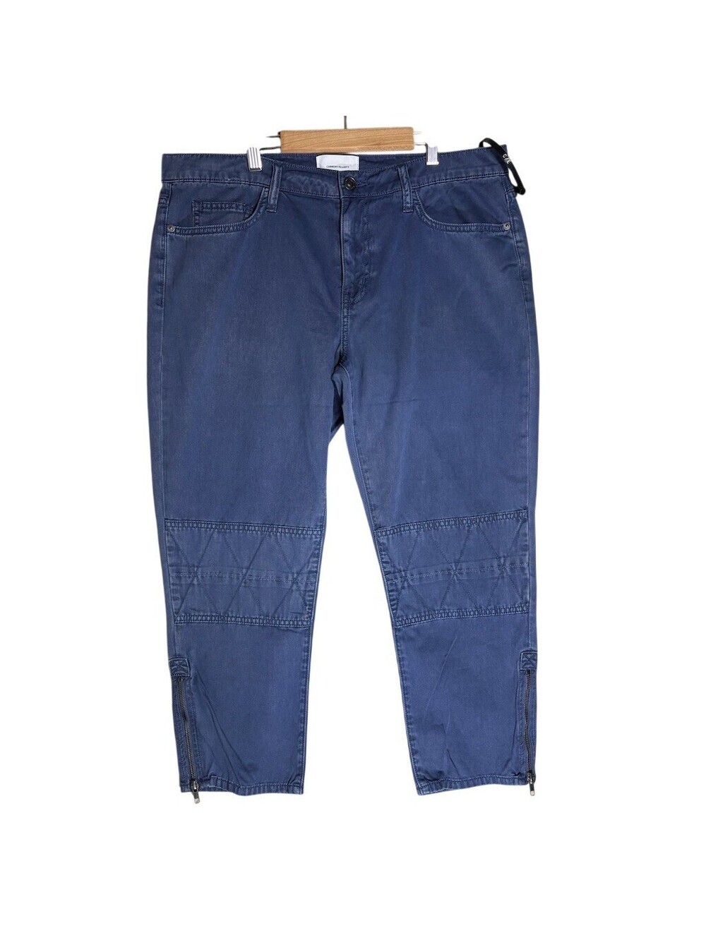 Current/Elliott Moto Skinny Jeans Womens Size 32 Blue Quilted Ankle Zip